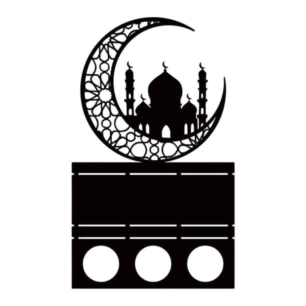 Candelabro de té, soporte para velas votivas, luz de velas, Mubarak Kareem Home Metal Negro