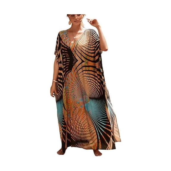 Women's Plus Size Beach Lounge Kaftan Maxi Dress Swimsuit Coverup for Women