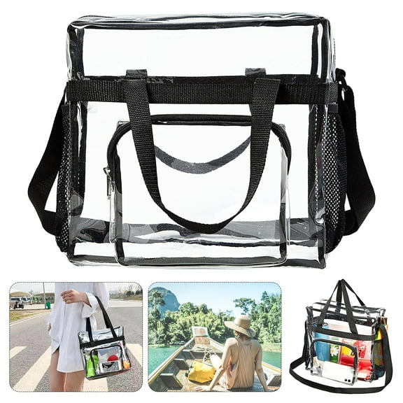 ODOMY Large Capacity Clear Tote Bag Womens Durable PVC Cross-Body Shoulder Bag