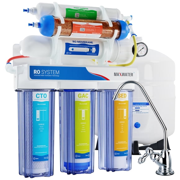 Système de Filtration d'Eau pour Boisson et Aquarium 6 Étapes 100 GPD Purification d'Eau par Osmose Inverse
