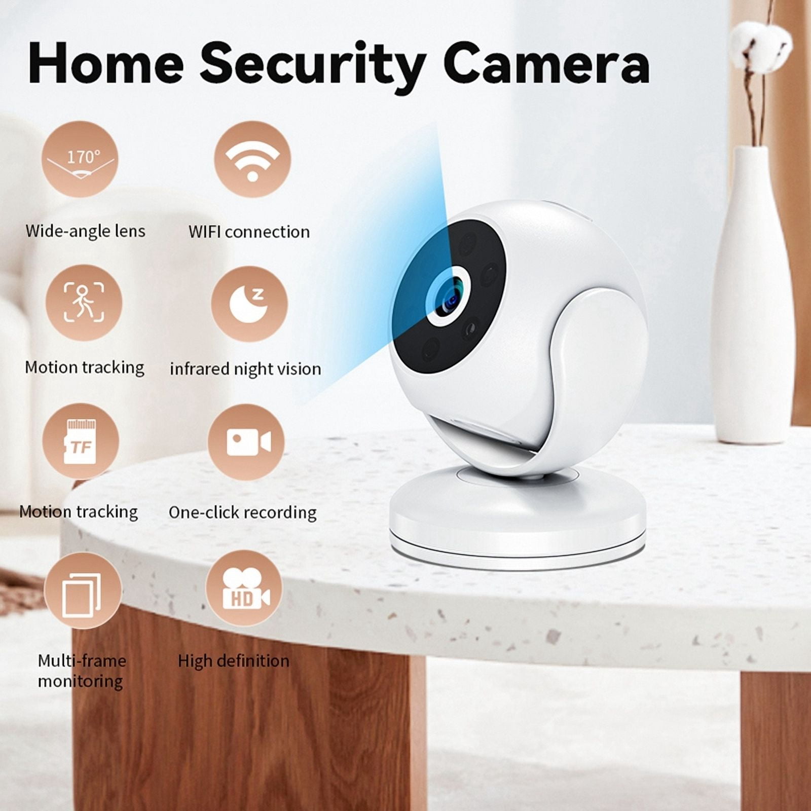 Indoor IP Camera WiFi 1080P Super HD Pan&Tilt 2-Way Audio Motion Detection Smart Home Camera for Baby