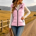 thumbnail image 6 of MOONDU Womens Puffer Vest Quilted Sleeveless Faux Fur Hood Zip Pockets Fall Winter Warm Outerwear for Layering Casual, 6 of 8