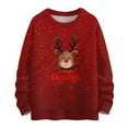 thumbnail image 2 of Women's Casual Long Sleeve Woolen Christmas Sweatshirt Fall Vacation Long Sleeve Pullover for Fall and Winter, Festive and Comfortable, Ideal as Christmas Sweaters for Women ,Wine,L, 2 of 4