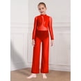 thumbnail image 5 of TTAO Kids Girls Full Body Leotard One Piece Gymnastics Skating Romper Latin Jazz Overalls Long Sleeve Unitard Red 10, 5 of 7