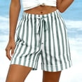 thumbnail image 3 of akafmk Women's & Plus Size Striped Beach Shorts Loose Straight Leg Trendy Summer Shorts with Pockets, 3 of 5