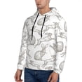 thumbnail image 3 of Pofeuu Hand Drawn Rabbit Print Mens Casual Hooded Collar Drawstring Hoodies Pullover Sweatshirts Casual Long Sleeve Shirts-Large, 3 of 7
