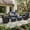 Black-Navy Blue, variant on LayinSun 5 Pieces Patio Outdoor Conversation Set, Wicker Furniture Set with Swivel Chairs and Ottomans 4-Seat