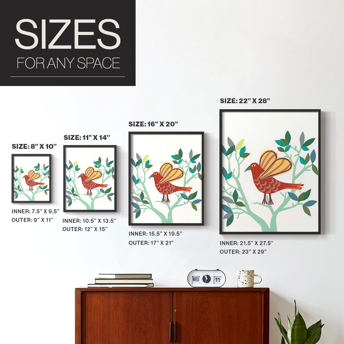 Whitty Bird I Framed Print in Black Solid Wood 8 x 10 Framed Print