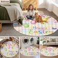 thumbnail image 6 of Happy Easter Round Area Rugs Collection 5', Spring Colorful Eggs Butterfly Plaid Checkered Non Slip Indoor Circular Throw Runner Rug Floor Mat Carpet for Living Room Dining Table Bedroom Nursery, 6 of 9