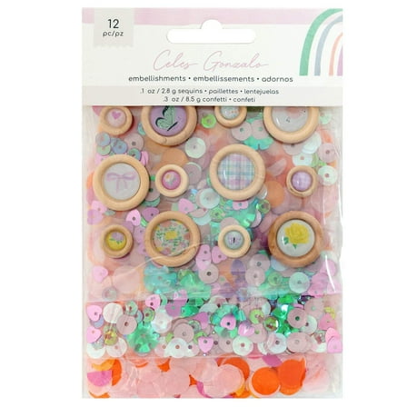 American Crafts Rainbow Avenue Confetti Button Pack-12 Pieces