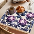 thumbnail image 3 of Spring Flowers Placemats Set of 12, Rustic Oil Painting Purple Pink Floral Black Leaf Linen Texture Non-Slip Place Mats Washable Table Mats for Kitchen Dining Table Decorations Indoor/Outdoor, 3 of 9