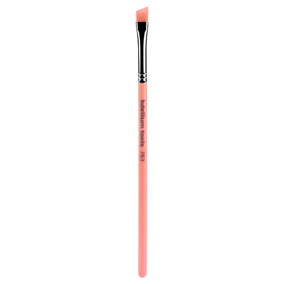 Bdellium Tools Brocha de maquillaje profesional - Pink Bambu Series 763 Ceja en ángulo - Con fibras sintéticas suaves para definir las cejas (Rosa 1 pieza)