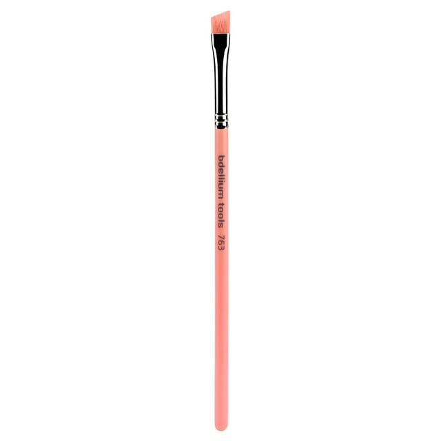 Bdellium Tools Brocha de maquillaje profesional - Pink Bambu Series 763 Ceja en ángulo - Con fibras sintéticas suaves para definir las cejas (Rosa 1 pieza)