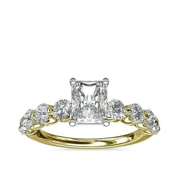 2.50 T.C.W Elegant Radiant Cut Moissanite Diamond Anniversary Ring for Ladies by Diamond-Capitals in 14K Real Yellow Gold Ring Size 7