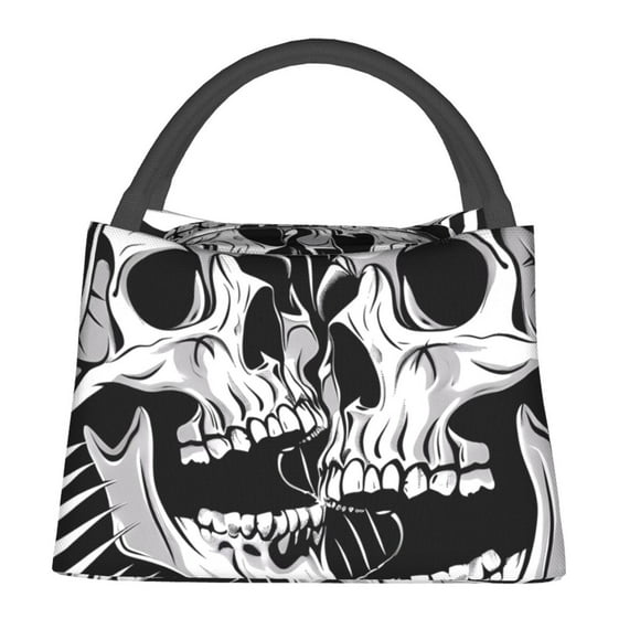 Fotbe Psychedelic Skull Illusion Art Bolsa Térmica Portátil con Estampado, Bolsa de Entrega de Alimentos Aislada, Bolsa Reutilizable de Gran Capacidad para Comidas y Supermercado