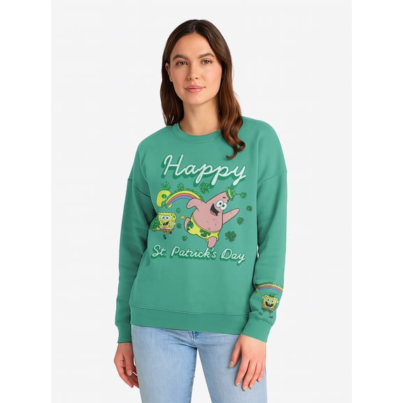 SpongeBob SquarePants Women's Saint Patrick's Day Graphic Sweatshirt, Sizes XXS-XXL
