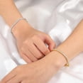 thumbnail image 3 of Tennis Bracelet for Women|3MM Cubic Zirconia|White/Yellow Gold Plated Bracelets|4-Prong-Setting CZ|Size 6.5-8.5 Inch, 3 of 7