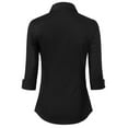 Made by Olivia Women's 3/4 Sleeve Stretchy Button Down Collar Office
