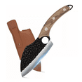thumbnail image 1 of Cuchillo Chef De Cocina Forjado A Mano Con Funda De Cuero Negro Carbón, 1 of 5