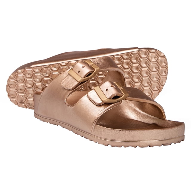 Sandales Plates en EVA pour Femmes, Confort, à Double Boucle, Ajustables