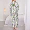 thumbnail image 3 of Pajama Sets for Women 2 Pcs, Wisteria flower Button Down Long Sleeve Sleepwear Lounge PJ Sets, 3 of 6