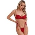 thumbnail image 4 of Mini traje de baño para mujer, Bikini brasileño Sexy, traje de baño con almohadilla, sujetador sin almohadilla, Top con Tanga de corte alto, bragas atadas, traje de baño, 4 of 5