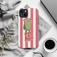 thumbnail image 6 of Cute Frog in Rain Boots Phone Case, Pink Striped Cottagecore Aesthetic Cover for iPhone 17 16 15 14 13 12 11 Pro Plus Mini, 6 of 6