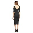 thumbnail image 3 of Women's Solid Soft Stretch Ribbed Cut out Shoulder Bodycon Midi Dress, 3 of 4