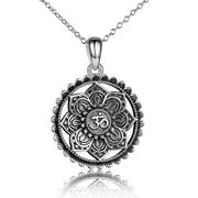 YAFEINI Oxide Lotus flower Necklace Silver Pendant Jewelry Gifts for Women, 18" Chain