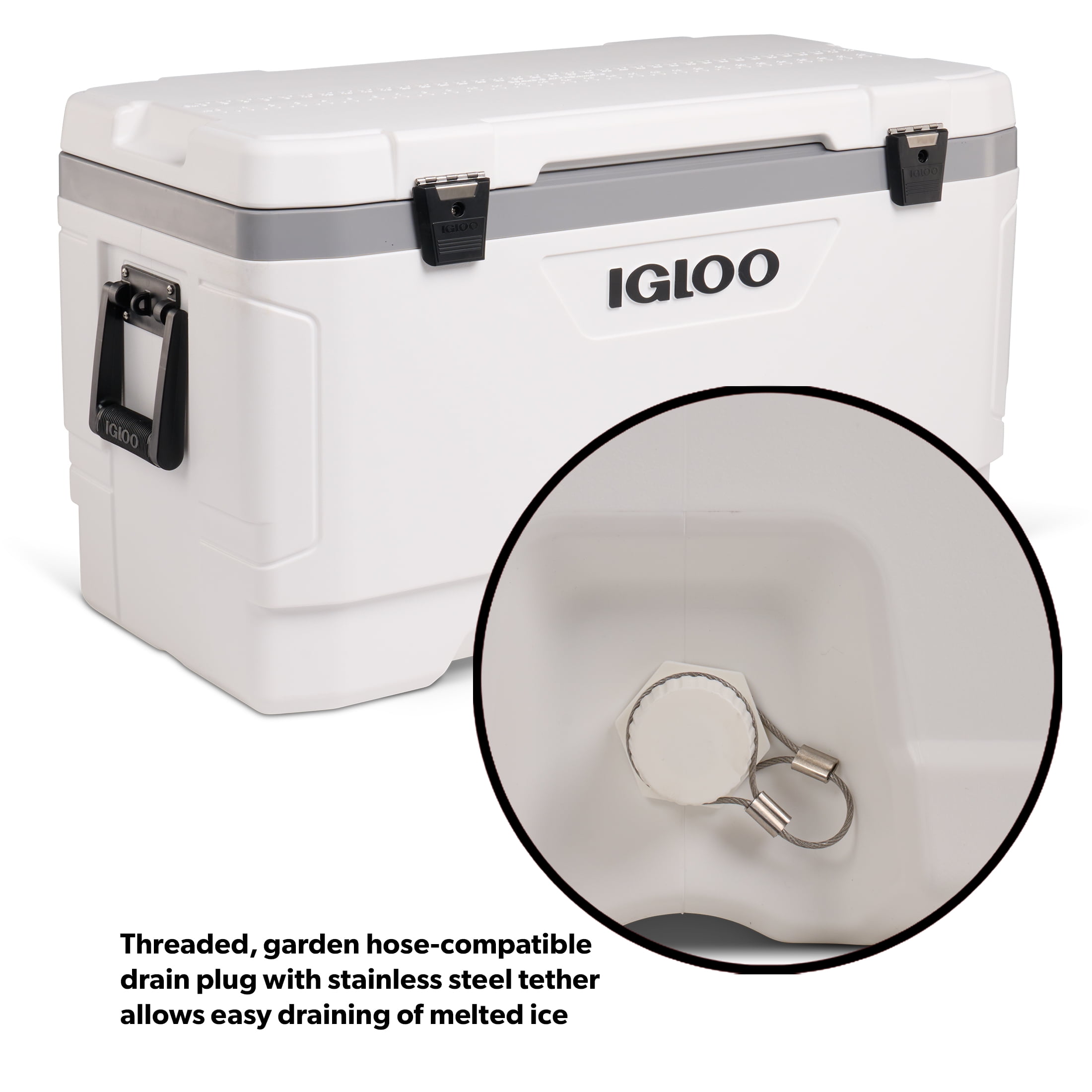 Igloo 100 QT Latitude Marine Ultra Hard-Sided Cooler, White and Moonscape Gray