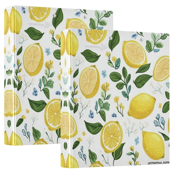 Waterproof PVC Round Ring Binder - D-Rings Clipboard, 200 Page Capacity (1 or 2-Pack), Ideal for Office , Home and School，Cute Lemon