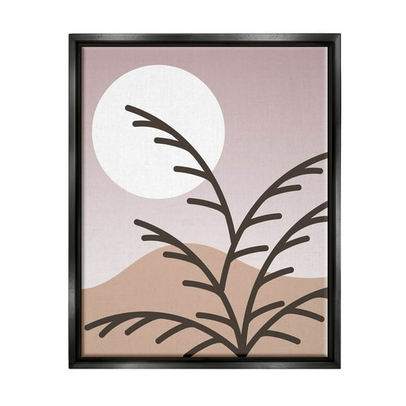 Modern Pastel Moon Branches Botanical & Floral Graphic Art Jet Black Framed Art Print Wall Art