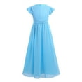 thumbnail image 5 of MSemis Kids Girls Flutter Sleeves Chiffon Birthday Party Wedding Dress Blue 14, 5 of 6