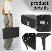 Portable Square BBQ Charcoal Grill for Patio, 44x27x22cm Foldable BBQ Grill with Lid, Adjustable Height Cooking Grid for Outdoor Picnic, Camping, Beach, Park, Black