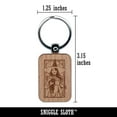 thumbnail image 2 of Elegant Witch with Black Cat Halloween Rectangle Keychain Charm Tag - Engraved Wood, 2 of 6