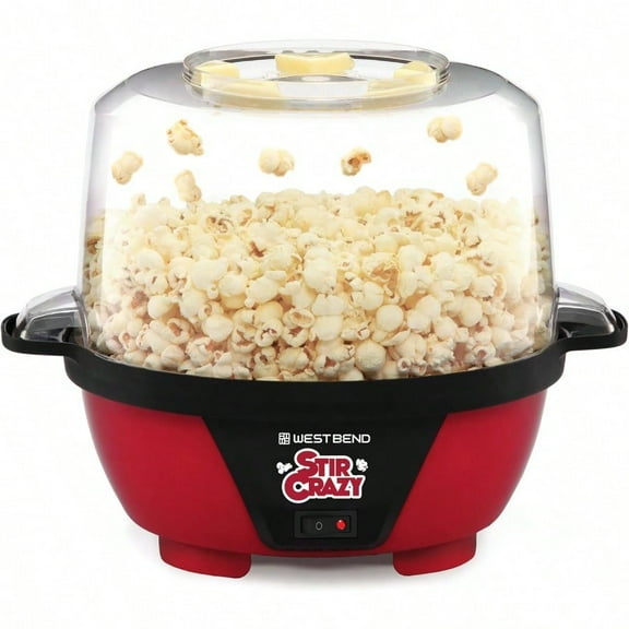 Stir Crazy Hot Oil Popcorn Popper Popcorn Maker Machine with Large Serving Bowl Lid and Stirring Rod Perfect for Movie Night Snack Time or Parties 6Quart
