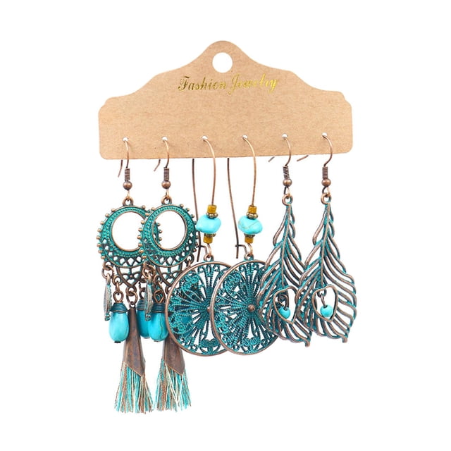 3Pairs Fashion Drop Dangle Earrings Set Hoop Earrings Set for Birthday Party Style E
