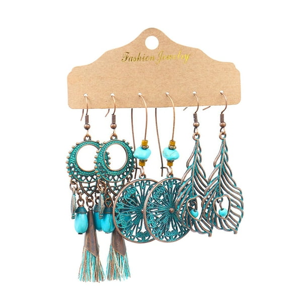 3 pares de pendientes colgantes de moda con borlas, joyería vintage para fiesta de cumpleaños Estilo E jinwen pendientes bohemios