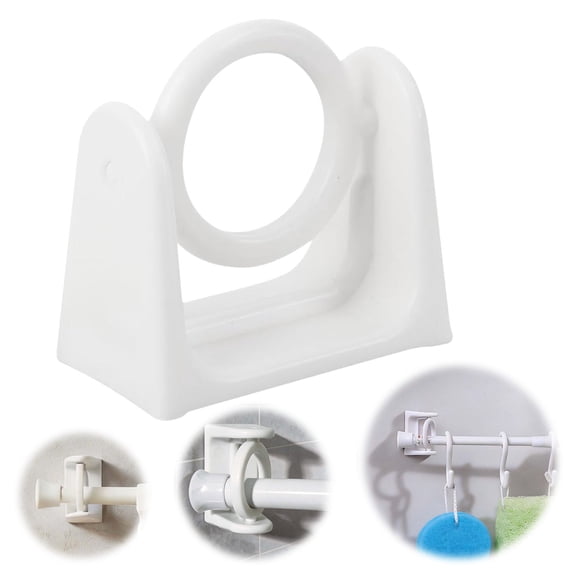 10 Pack 360 Rotating Curtain Rod Brackets, Adhesive No Drill Holder (White)