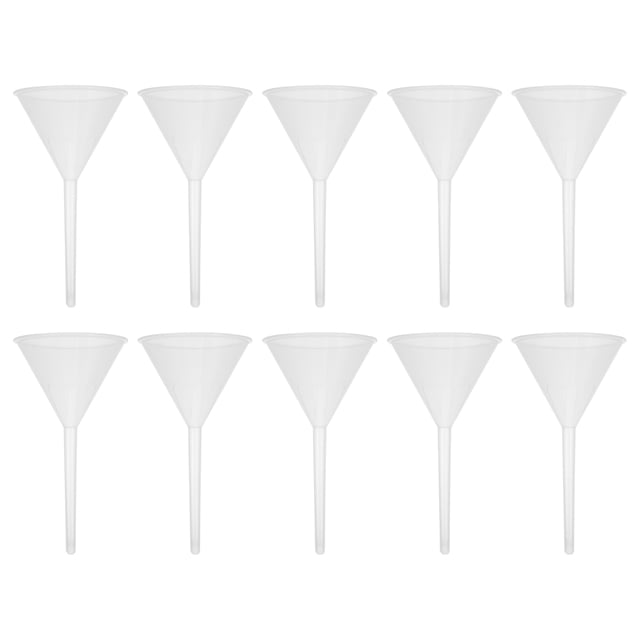 Embudos de llenado de plástico de 90 mm, embudo triangular de plástico científico, 10 unidades
