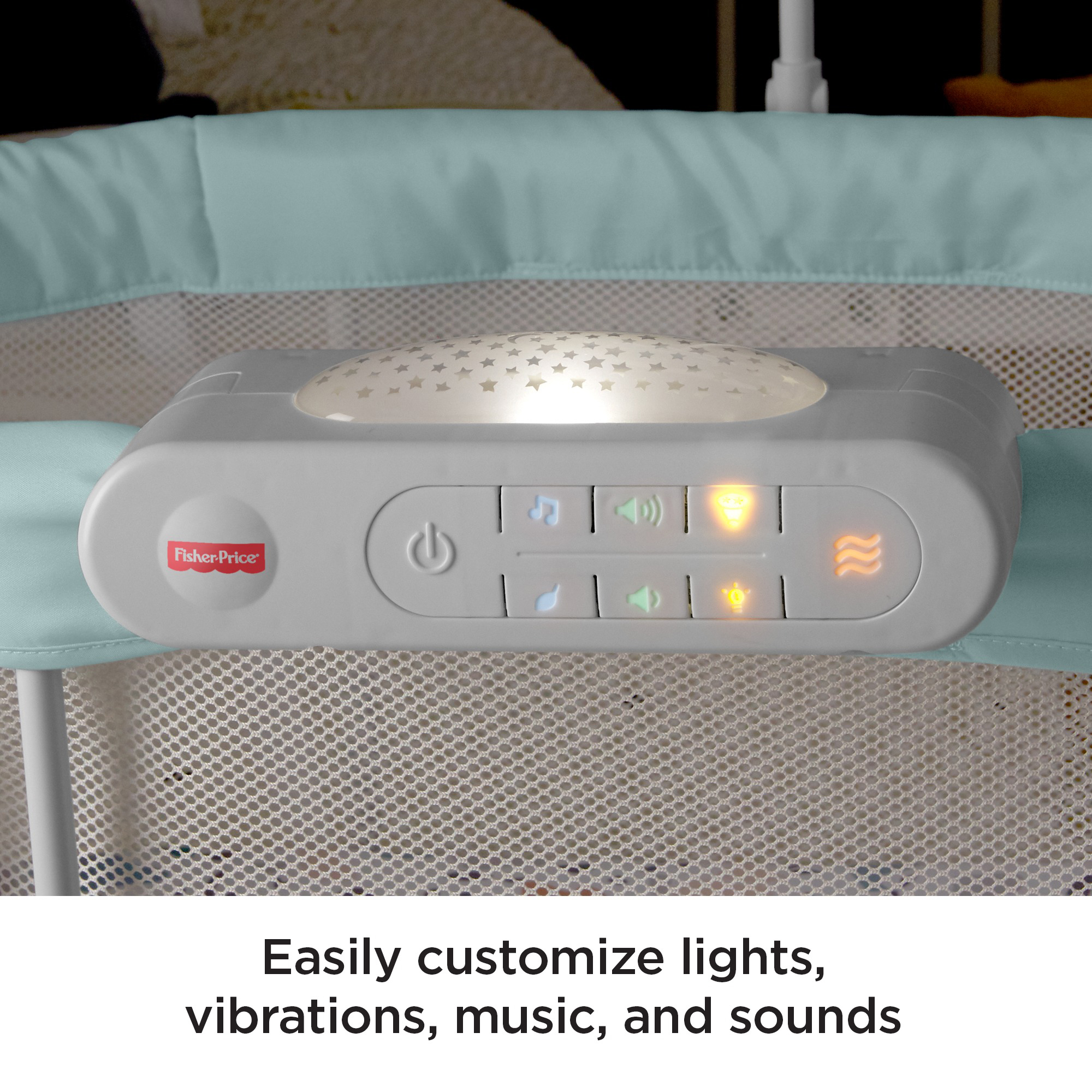 Vibrations Baby Bassinet with Soothing Lights Music Fisher-Price Soothing Motions Bassinet /& Motion Pacific Pebble
