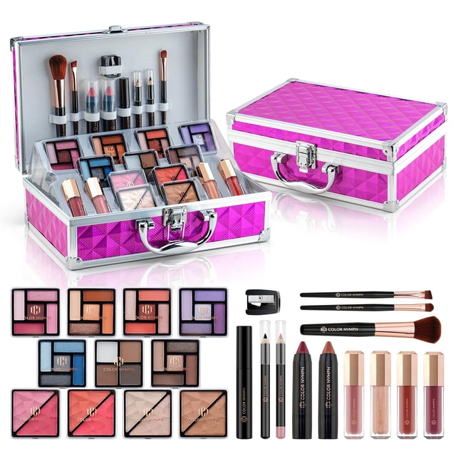 Kit de maquillaje Color Nymph Girls con funda de tren, 24 piezas de cosméticos