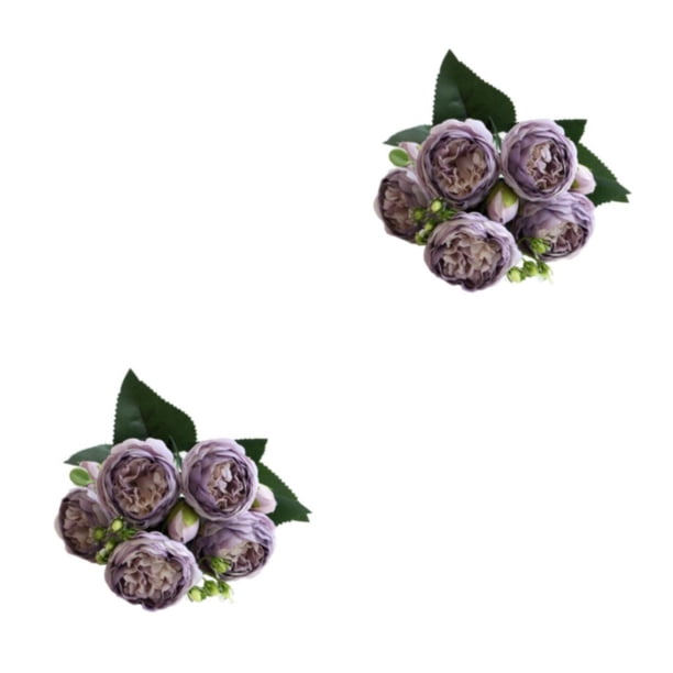 Toystoory Peonías artificiales Flores de seda Ramo de cinco cabezas falsas Rosas de imitación Florero de fiesta Centro de Centro comercial Type2 NO2