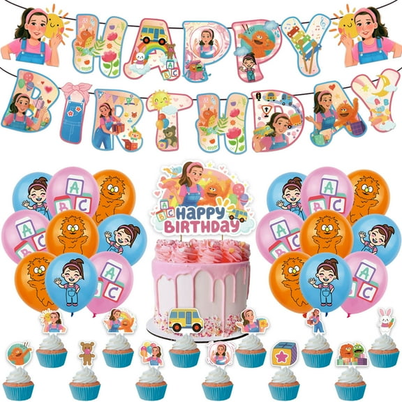 Rachell Teacher Party Supplies,English Teacher Birthday Party Decorations for Cartoon Teacher Fans with Happy Birthday Banner, Cake Topper ,Balloons