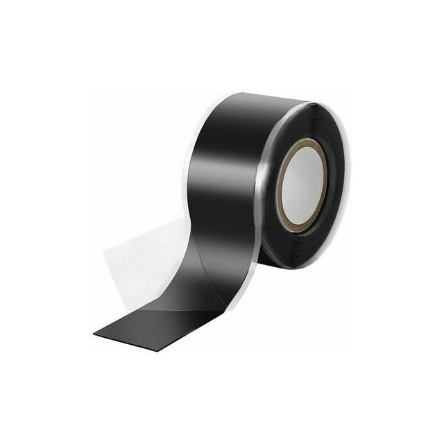Cinta de silicona autofundible (autoamalgamante) de 3 m, cinta aislante y tira de sellado (agua, aire), 25 mm de ancho, negra,
