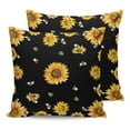 thumbnail image 7 of Outdoor Throw Pillow Cover Farm Sunflowers Bee Waterproof Cushion Covers 2 Pack Watercolor Floral Art on Black Pillow Cases Home Decoration for Patio Garden Couch Sofa, 7 of 7