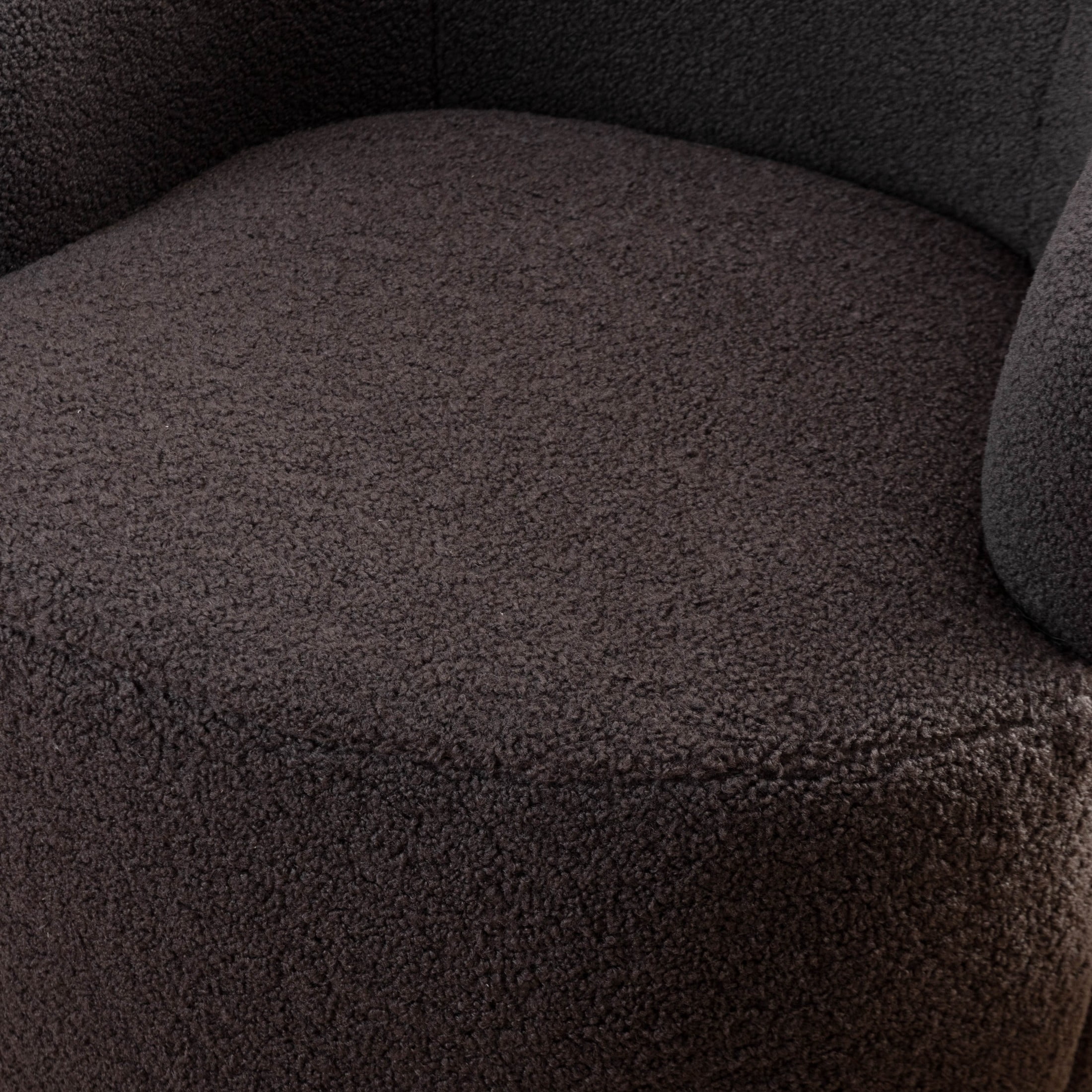 Noble House Arissa 26" Teddy Ergonomic Barrel Armchair, Swivel Reading Chair with Metal Base for Living Room, Dark Gray