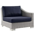 thumbnail image 6 of Modway Conway Outdoor Patio Wicker Rattan 5-Piece Sectional Sofa Furniture Set in Light Gray Navy, 6 of 10