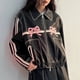 thumbnail image 4 of 2024 nueva ropa para mujer, abrigo Harajuku, abrigo retro de calle para mujer, abrigo de gran tamaño, versión coreana de ropa Y2k, abrigo de PU informal con lazo de moda, 4 of 4