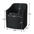 thumbnail image 2 of 25" Wide Upholstered Dining Chairs with Casters Modern Performance Fabric Barrel Back Rolling Dining Armchair for Kitchen Dining Room Living Room (Black), 2 of 14